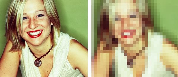 two images of a girl side by side