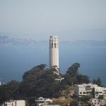 photo of Coit Tower and the San Francisco bay
