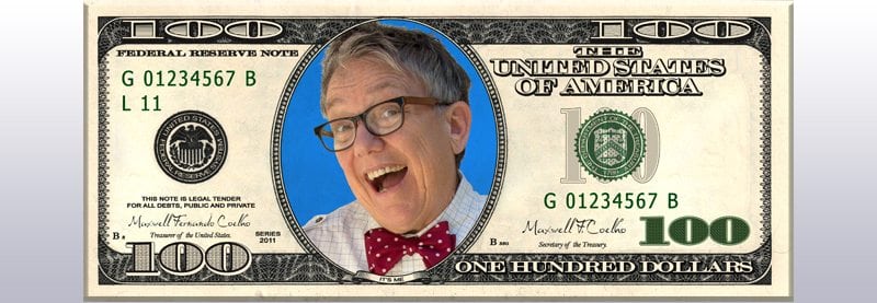 an image of a 100 dollar bill with Tina Reynolds head superimposed onto it where the president's head usually is