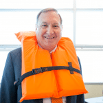 a man wearing a life vest