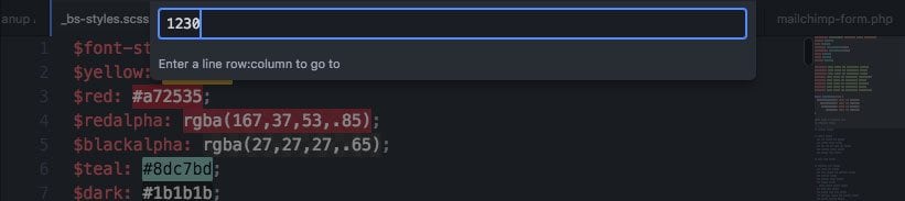 a screenshot of Go To Line in Atom text editor