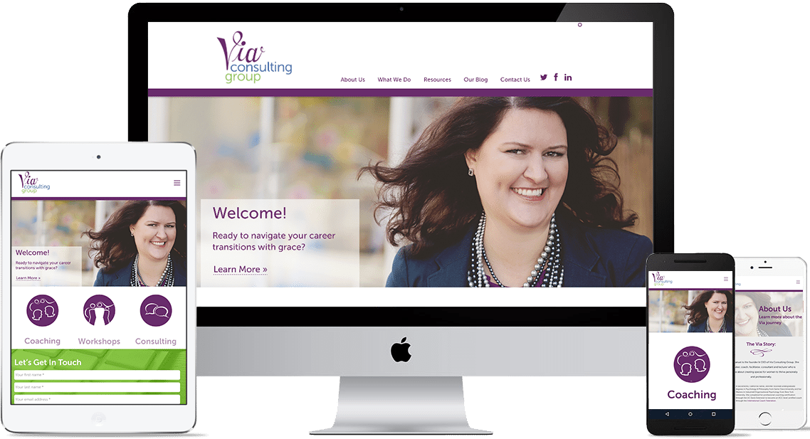 via consulting website on tablet, computer