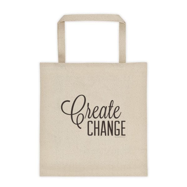 bag with the words create change