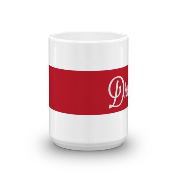 white coffee mug with red stripe