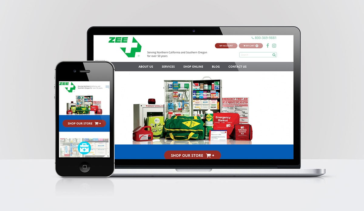 Zee Medical website on laptop and phone