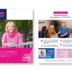 Political Campaign White And Pink Graphic Design Election Brochure Of Katrina Foley For State Senate