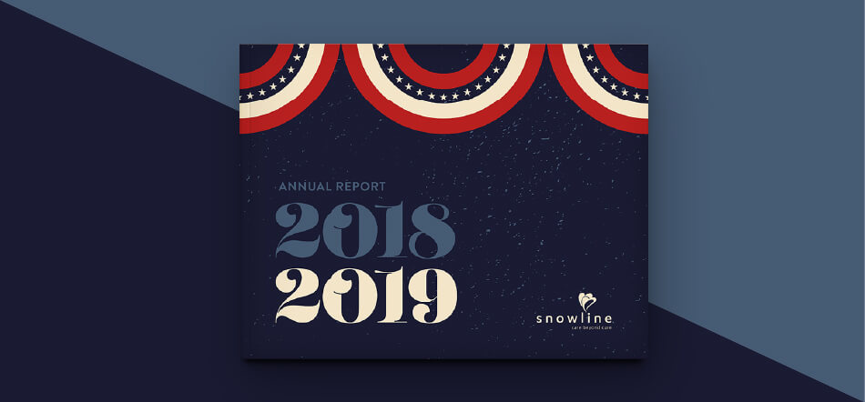 Snowline Annual Report 2018 2019 With Blue And Light Blue Background