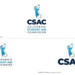 CSAC California Student Aid Commission Logo Examples With One On Top And Two Below Layered On Top Of A White Background