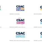 Nine CSAC Logo Variants With Blue Green Pink Blue And Yellow Variants On White Background