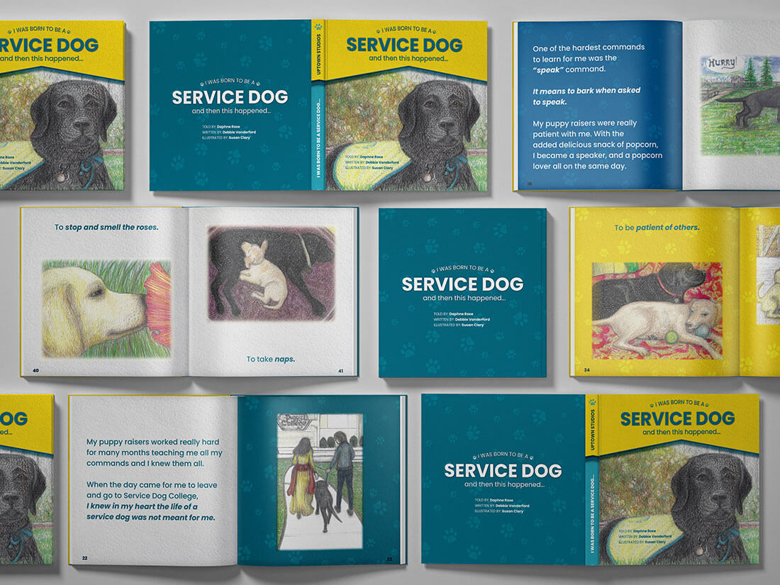 Vanderford Childrens Book Service Dog With Pages Open With Dogs
