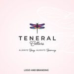 Teneral Wine Cellars Logo With Deep Rainbow Colored Wings And Pink Background
