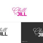 Chill With Jill Black And White Logo With Pink Logo On Top With White Background