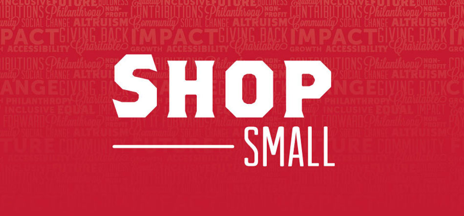 Shop Small For Small Business Saturday On Red Background