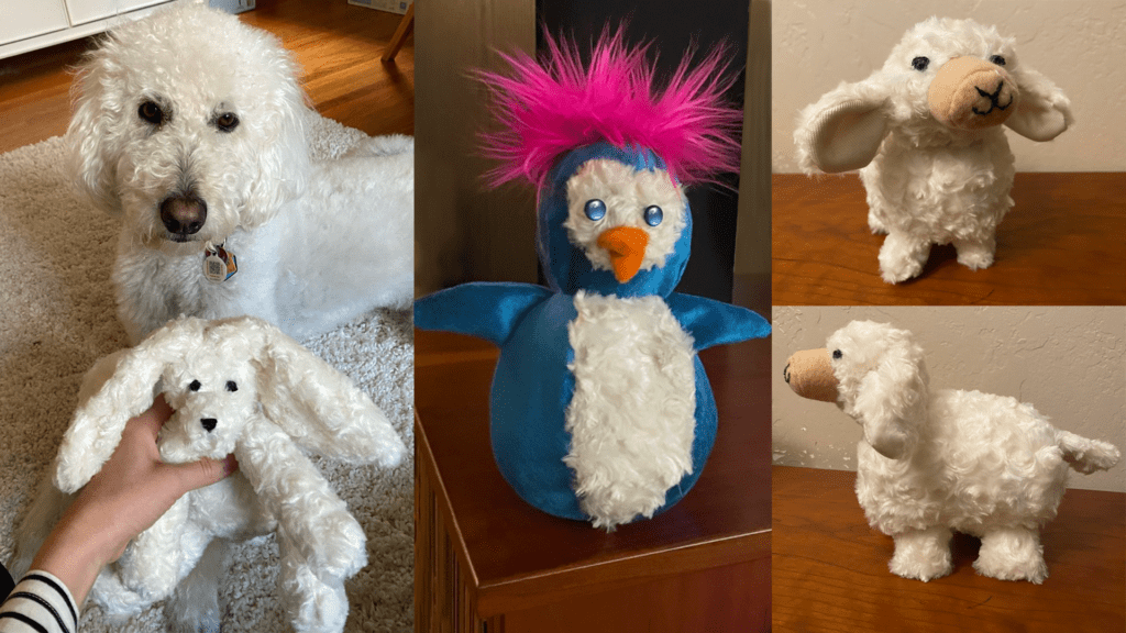 A triptych of some animals that Gilda has sewn