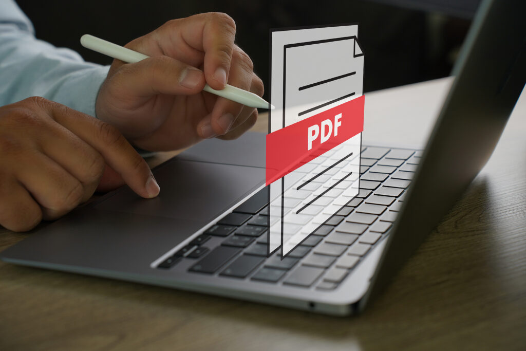 PDF on laptop