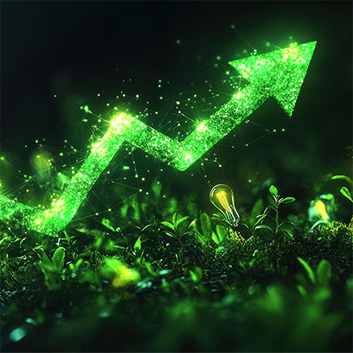 A green arrow trending upwards