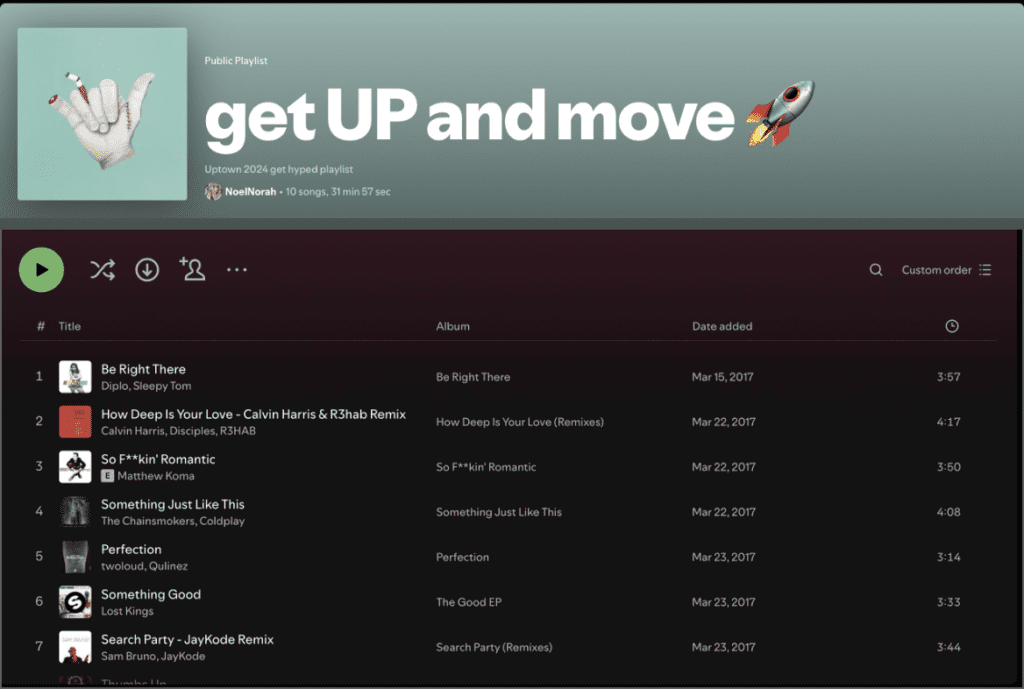 A screenshot of a spotify playlist