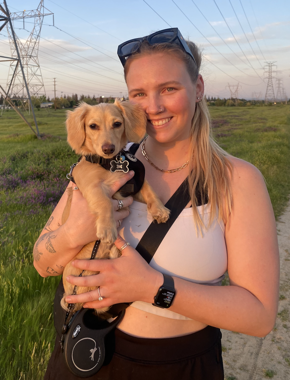 Hope with her fur baby